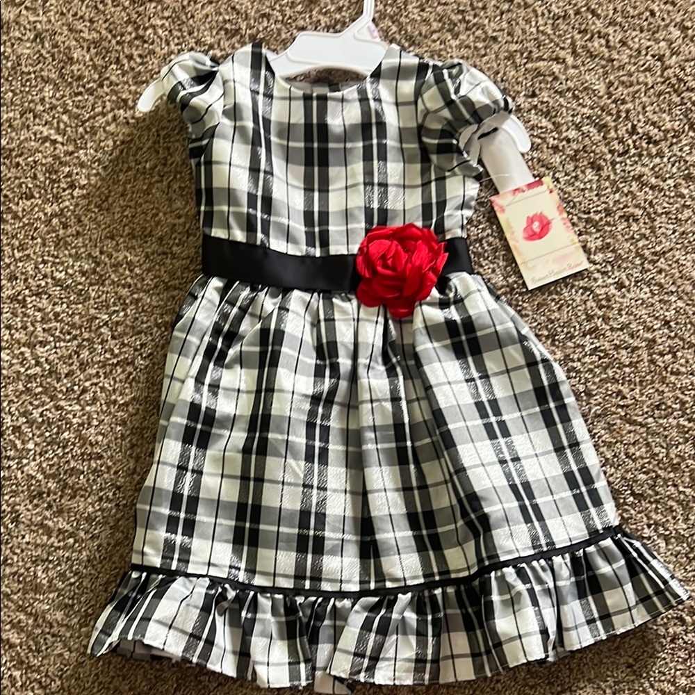 Sweet Heart Rose Black and White Ruffled Tiered Sundress